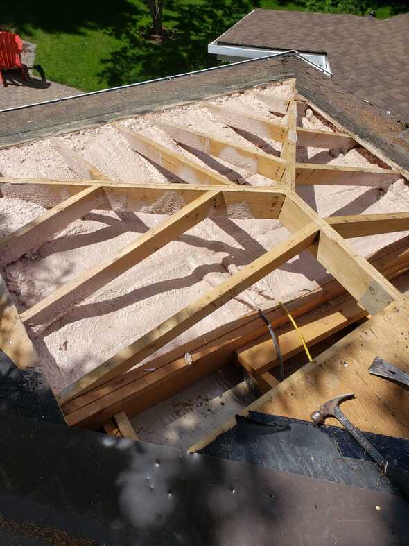 attic space roof insulation for air tight roof assembly