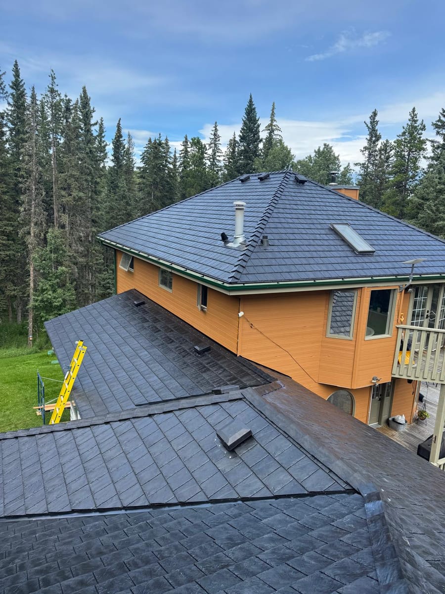 black euroshield rubber slate roof installation calgary ab