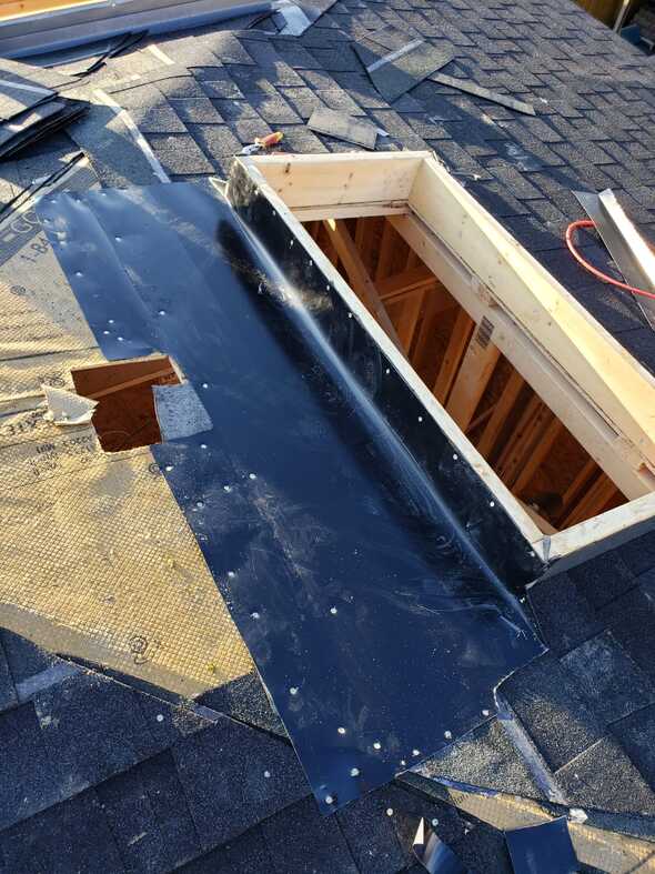 installing new backpanel skylight leak repair