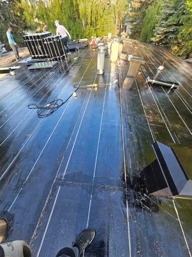 base cap installation flat commercial roofing application calgary ab